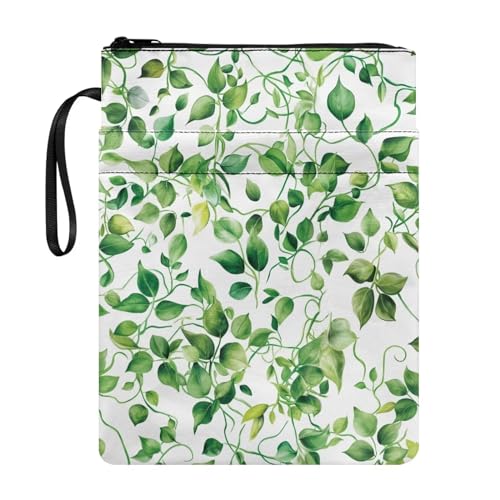 Fundas de libro de hojas verdes para novelas de tapa dura, reutilizable, funda protectora para amantes de los libros, mujeres, adolescentes y niñas, bolsa lavable con cremallera, regalos de vuelta a