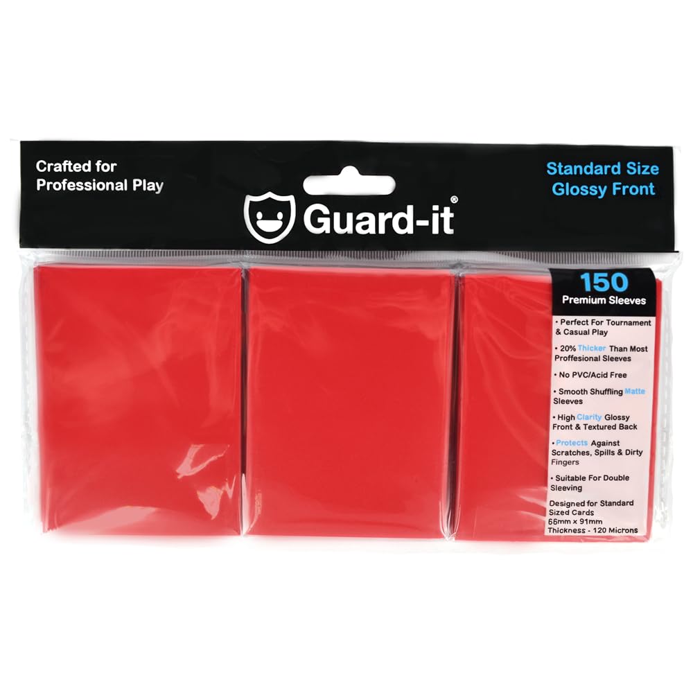 Guard-it - 150 Matte Red Standard Size Trading Card Sleeves - Premium Deck Protectors for Pokemon, Magic The Gathering & Lorcana