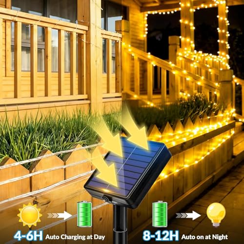 Image of XERGY Solar Outdoor Rope Lights- 50 LED, Auto on /Off, Waterproof Flexible Tube Fairy Lights with 8 Lighting Modes & 8 Hours Timer for Garden, Home, Party & Festival Decoration (5 Meter, Warm White)