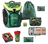 Sicherheit: reflektierende Elemente an allen Seiten. Ergonomisch-e gepolsterte Rückenpartie. Regenschutz / Sicherheitshülle für Schulranzen von Familando in auffällig gelber Warnfarbe für mehr Sicherheit / Sichtbarkeit im Straßenverkehr. Komplett-Set für die Einschulung.