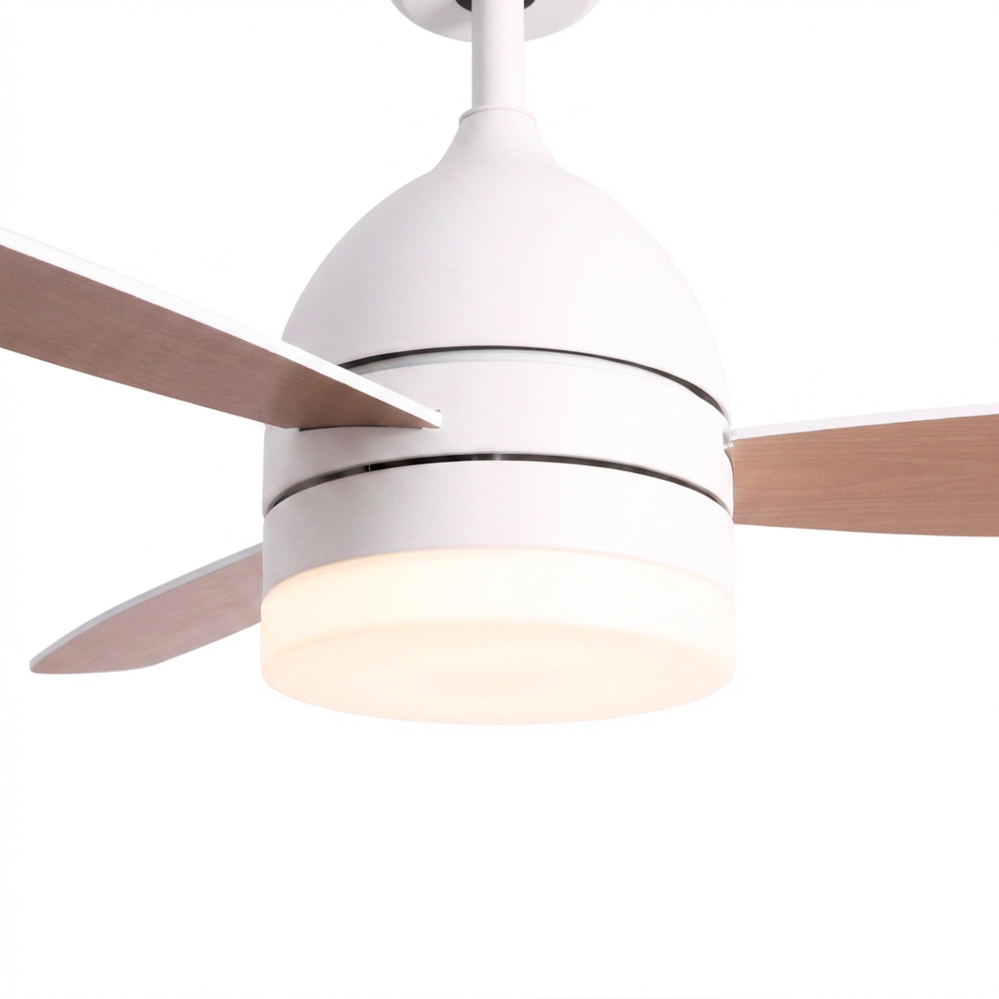 Jocca - Ventilador Techo con Luz LED Regulable| Ventilador Blanco Imitacion Madera Natural| Mando a Distancia| 3 Velocidades| 70W| Temporizador| Diámetro 106cm|