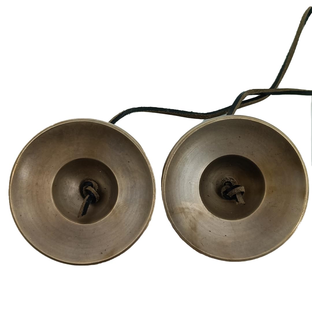 Tibetische Tingsha Becken Glocken Handgefertigte Tibetische Meditation mit buddhistischen Symbolen Tingsha Reine Bronze Tingsha Glocke Yoga Meditation Chimes ca 3,5 Zoll mit Asthamandap Craved