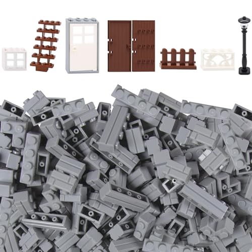 Cabeeskii 337 Piezas de Ladrillos de Perfil de mampostería, Bloques de Ladrillos de Pared de construcción, Juegos de Puertas y Ventanas, Accesorios a Granel, compatibles con la construcción de