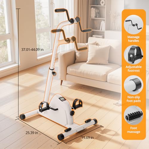 Image of RYGEO Arm Leg Pedal Exerciser Bike Hand Arm Leg and Knee Peddler Adjustable Fitness Equipment for Seniors Cardio Exercise