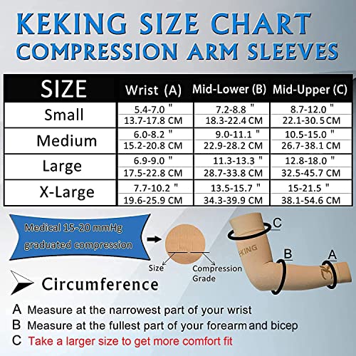 Keking® Lymphedema Compression Arm Sleeves With Silicone Band For Men Women (Pair), 15-20 Mmhg Compression Full Arm Support For Lipedema, Edema, Post Surgery Recovery, Swelling, Pain Relief, Black L #TOP5