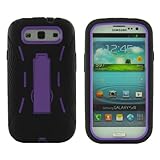 DragonPad BLACK/PURPLE Armor 3 IN 1 High Impact Combo Hard Soft Gel Case Stand For Samsung Galaxy S3 SIII I9300