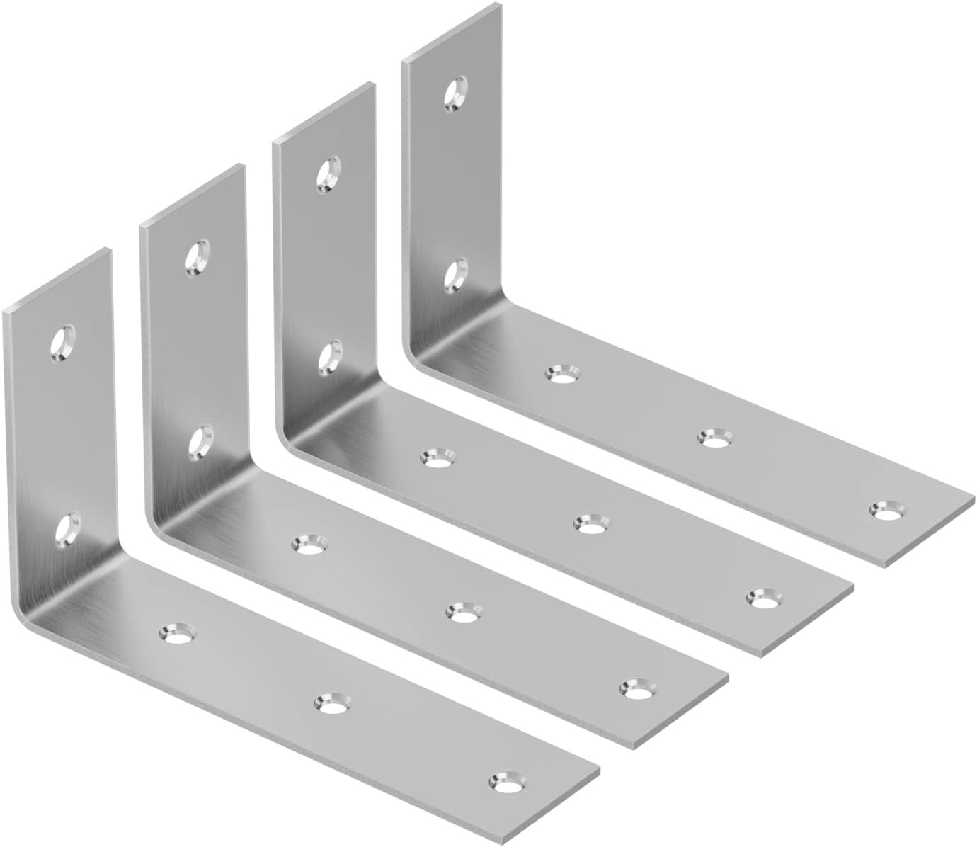 Shelf Bracket, 7 Inch L Brackets Heavy Duty, Stainless Steel Shelf Supports Wall Mounted for Floating Shelves, 4 Pack