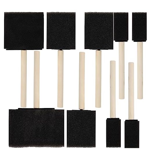 Vanitek 10 Piece Flat Flexible Poly Foam Bevel-Tipped Brush Set with Wooden Handles - Ideal for Applying Paint, Oil-Based Paints, Stain, Varnish, Enamel, Latex Paint, Smooth Surfaces, & Arts & Crafts