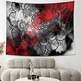 AMBZEK Black Red Mandala Tapestry Marble Wall Decor Extra Large 71Hx91W Inch Ceiling Tapestry Women Bedroom Aesthetic Yellow Red Big Wall Hanging Floral Modern Wall Art Living Room Dorm Decor Fabric