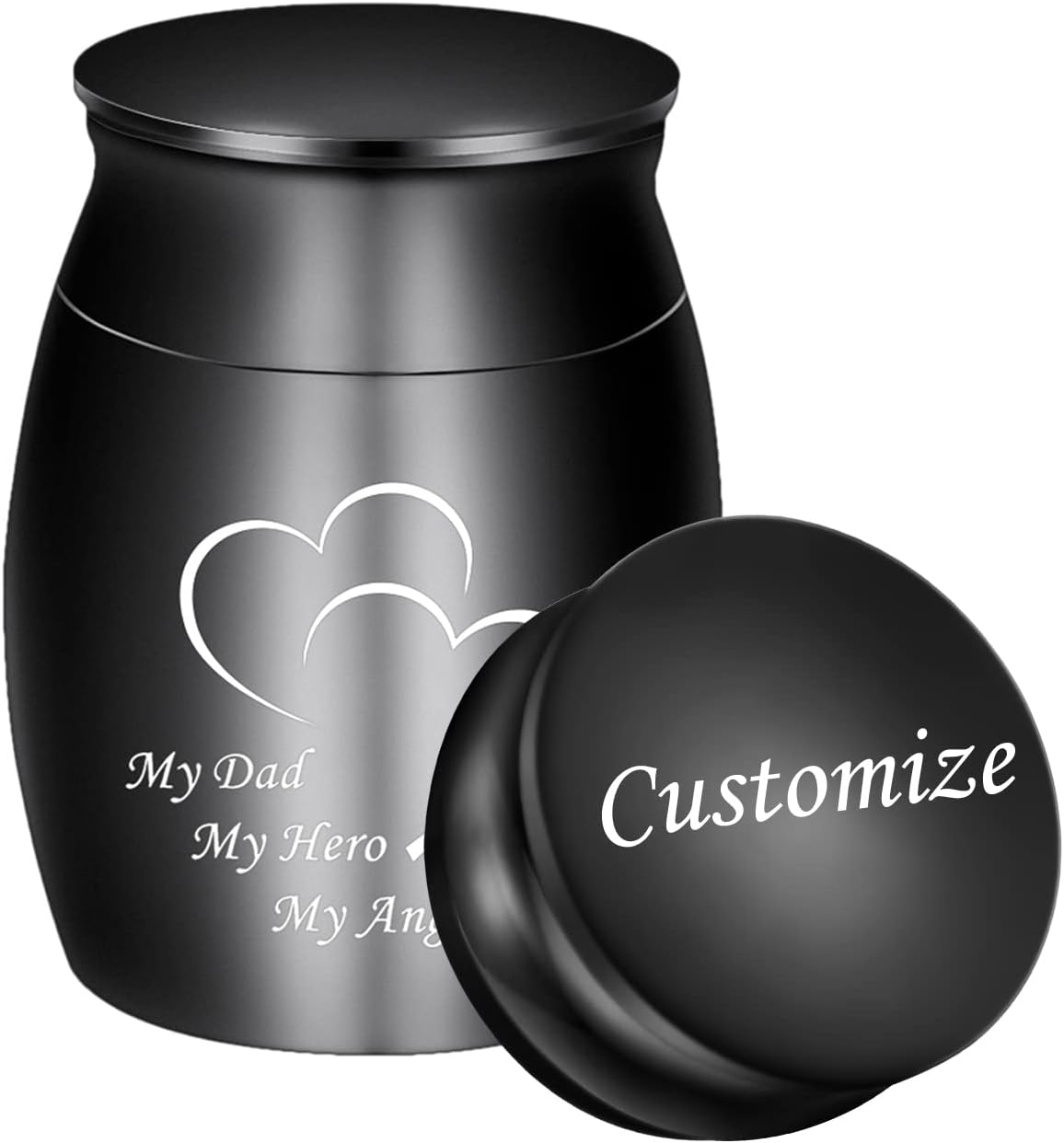 Customized Small Keepsake Urns for Human Ashes Mini Cremation Urns for Ashes Stainless Steel Memorial Ashes Holder-My Dad My Hero My Angel