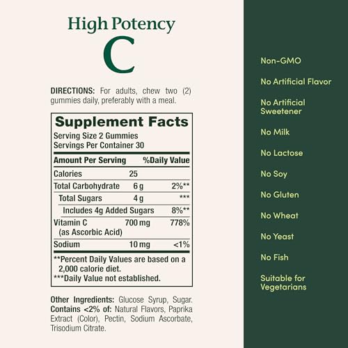 Image of Nature's Bounty Vitamin C Gummies 700mg, Orange Flavor, 60 Count