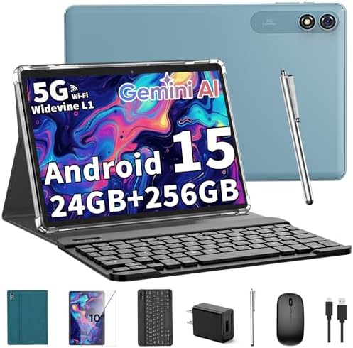 2025 Tablet, 10 inch Android 15 Tablet with Keyboard, 24GB+256GB+2TB Expandable Tablets, 2 in 1 Tablets with Keyboard Case Mouse Stylus, 8-core, 8000mAh, 5G WiFi, Split Screen, Widevine L1, GMS(Green) 2025 Tablet, 10 inch Android 15 Tablet with Keyboard, 24GB+256GB+2TB Expandable Tablets, 2 in 1 Tablets with Keyboard Case Mouse Stylus, 8-core, 8000mAh, 5G WiFi, Split Screen, Widevine L1, GMS(Green)