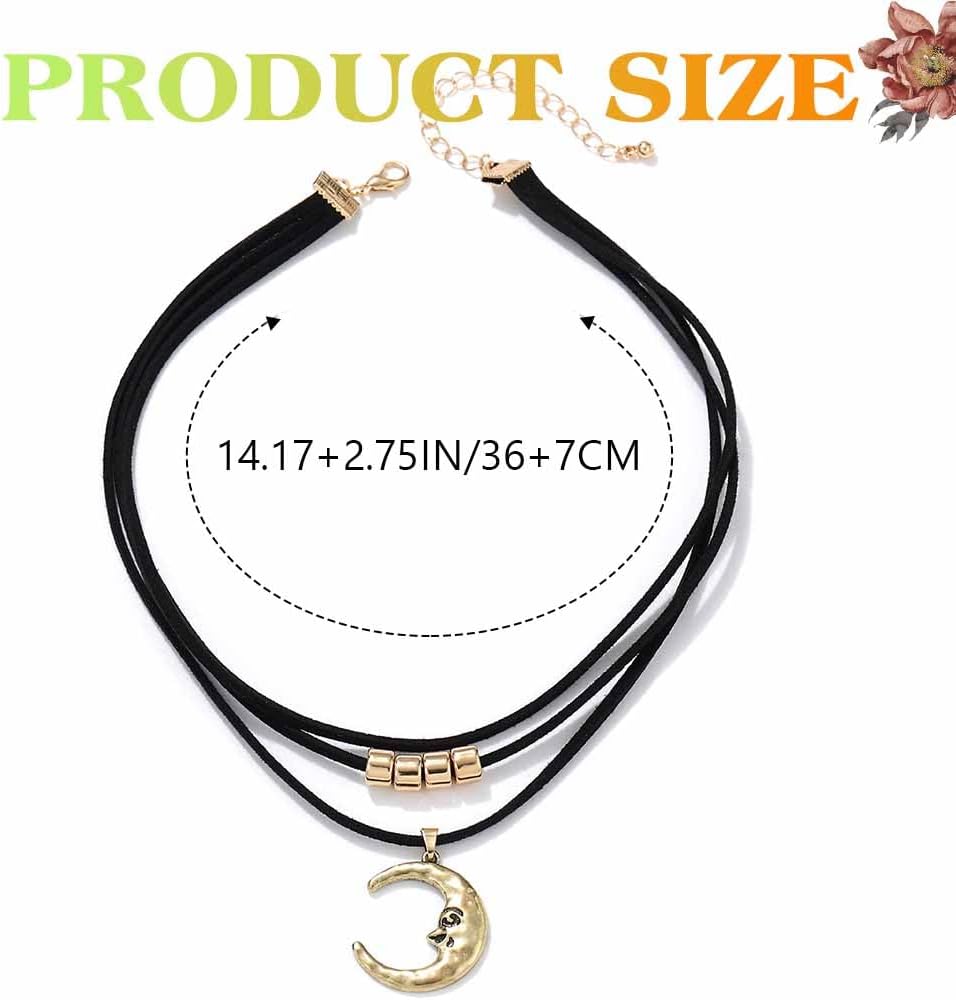 JAKAWIN Black Choker Necklace Gothic Moon Pendant Necklaces for Women - Image 4