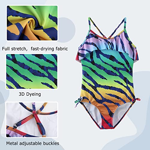 Image of Girls One Piece Swimsuits Ruffle Bathing Suit Kids Hawaiian Floral Swimwear 3-16 Years