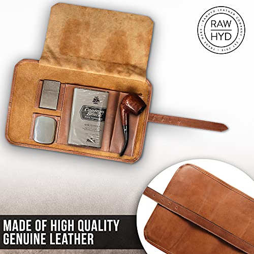 Leather Tobacco Pipe Pouch Case - Lightweight Smoking Pipe Pouch W/ Tobacco Holder #TOP3