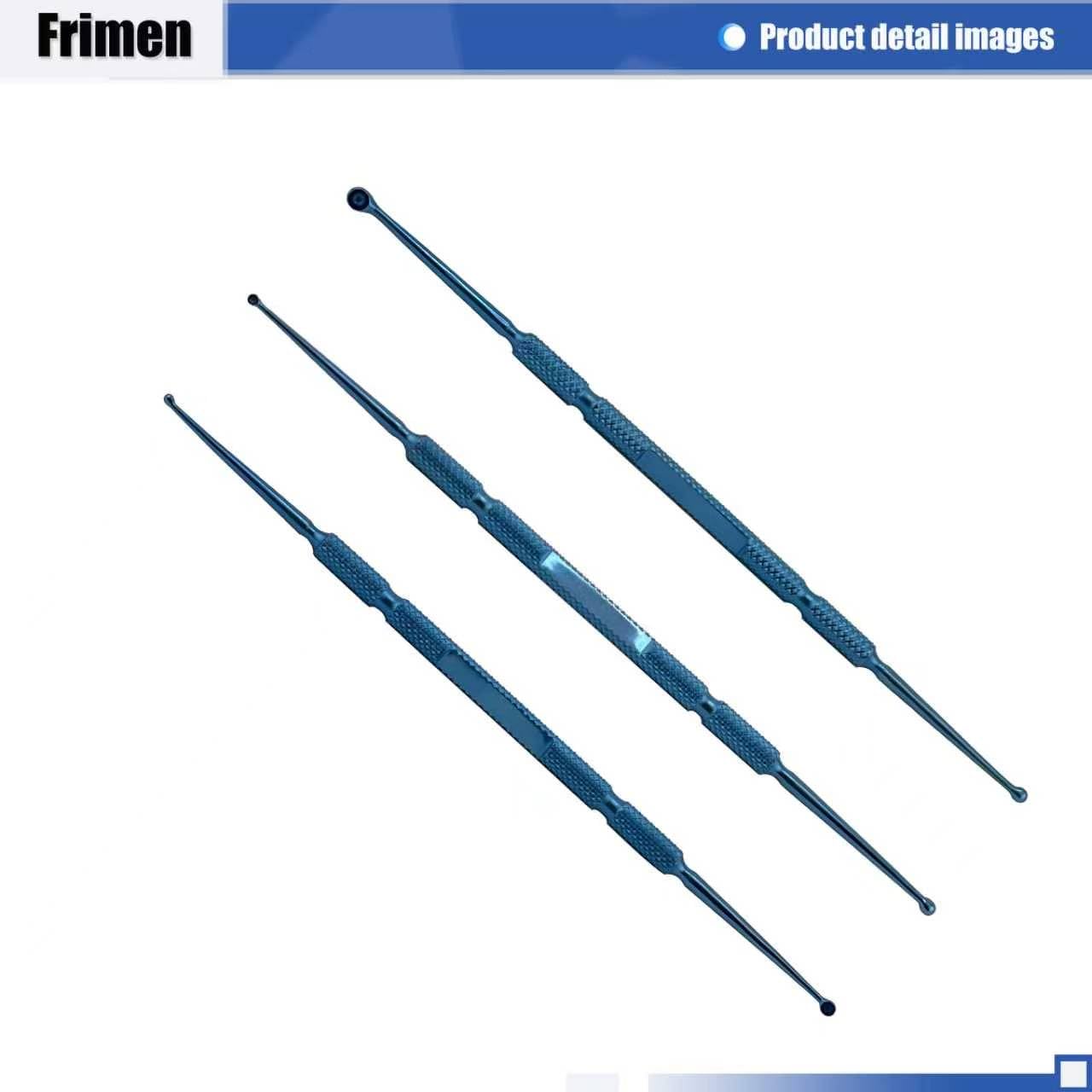 FRIMEN Titanium Double Ended Ophthalmic Curette 128mm Long for Chalazion Eye Treatment (2.0-3.0mm Diameter)