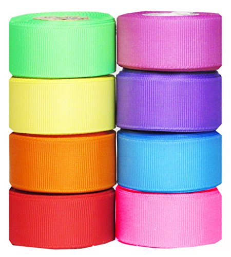 Grosgrain/Satin Ribbon Sets for Gift Package Wrapping, Hair Bow Clips & Accessories Making, Sewing, Craft Projects (40yd(8x5yd) 7/8