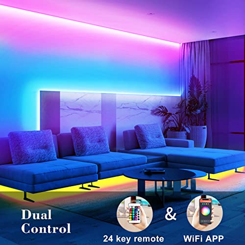 Charkee Smart Rgb Led Strip Lights, 50 Ft Wifi Alexa Led Light Strip, Color Changing Music Sync Led Lights, App/Remote Controlled Rope Lights For Bedroom Room Decor (2 Rolls Of 25Ft) #TOP3