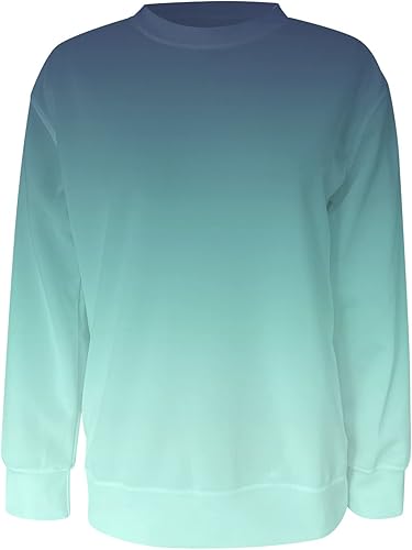 Miniatura 4 de Sudaderas de otoño para mujer, sudaderas casuales de cuello redondo de manga larga con gráficos de teñido anudado, suéteres holgados