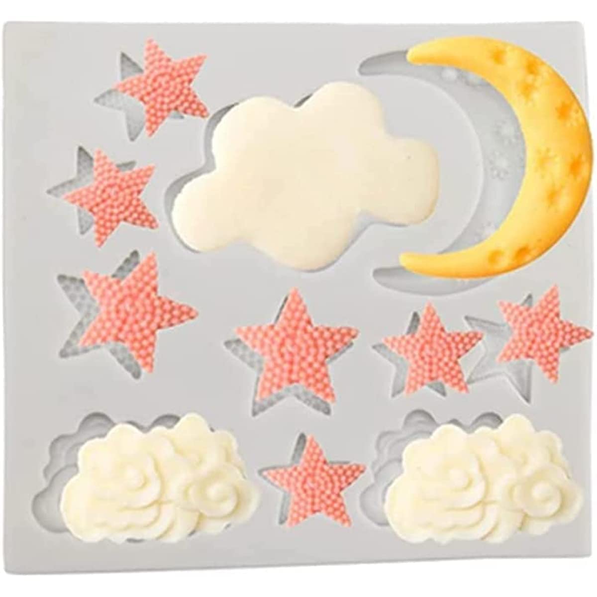 Silikon-Fondantformen Regenbogen, Wolken, Mond & Sterne – Backwerkzeug Für Kuchen, Schokolade & DIY