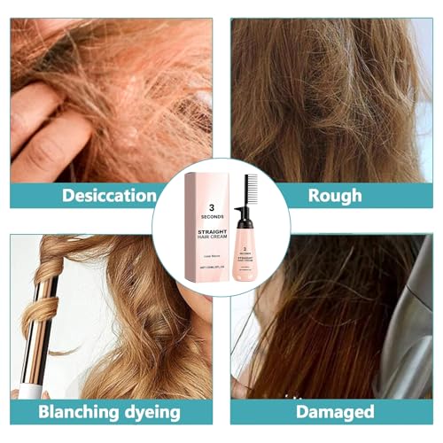 Haarglättungscreme,Hair Straightening Cream,Protein-Haarglättungscreme,Seidige & Glänzende Haarglättungscreme Mit Rosenöl,Protein Korrigierende Haarglättungscreme Glättungscreme Tiefenwirksame Haarkur