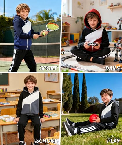 Image of SWISSWELL Boys Fleece Jacket Long Sleeve Sherpa Lined Zip Up Hoodies Soft Warm Sweatshirt Outerwear for Kids 6-15 Years