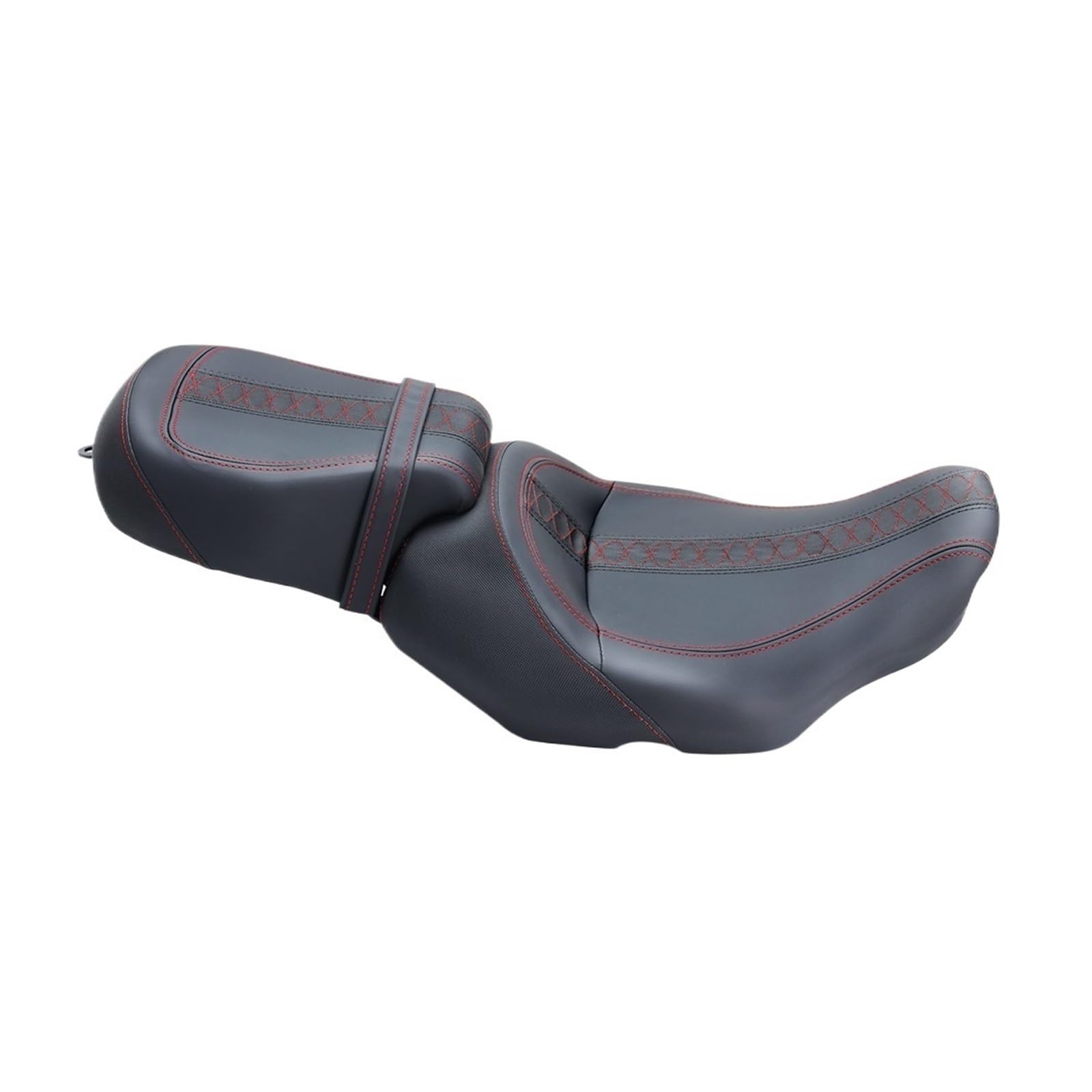 Motorrad-Vorder- und Rücksitzbank Fahrer-Beifahrer-Low-Profile-Sitz Für Touring CVO Für Road Glide FLTRX Street FLHX 2023–2024 Motorrad-Ersatzteile(Black Stitching)