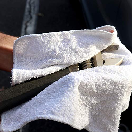 Arkwright W11 Terry Cleaning Rags Bulk - 100% Cotton Quick Dry Absorbent Reusable Towels, Multi-Purpose Cloths For Kitchen, Car, Bathroom, Gym, And Bar, 5 Lb, White #TOP4