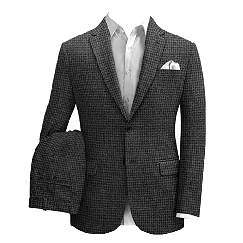 Costume pied de poule homme chic avec veste deux boutons et pantalon habillé