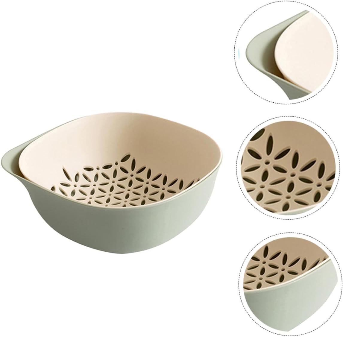 Double-layer Plastic Colander Basin and Strainer Kitchen Fruit and Vegetable Washing Basket with Wear-resistant Feet Practical and PP Material for Home Use