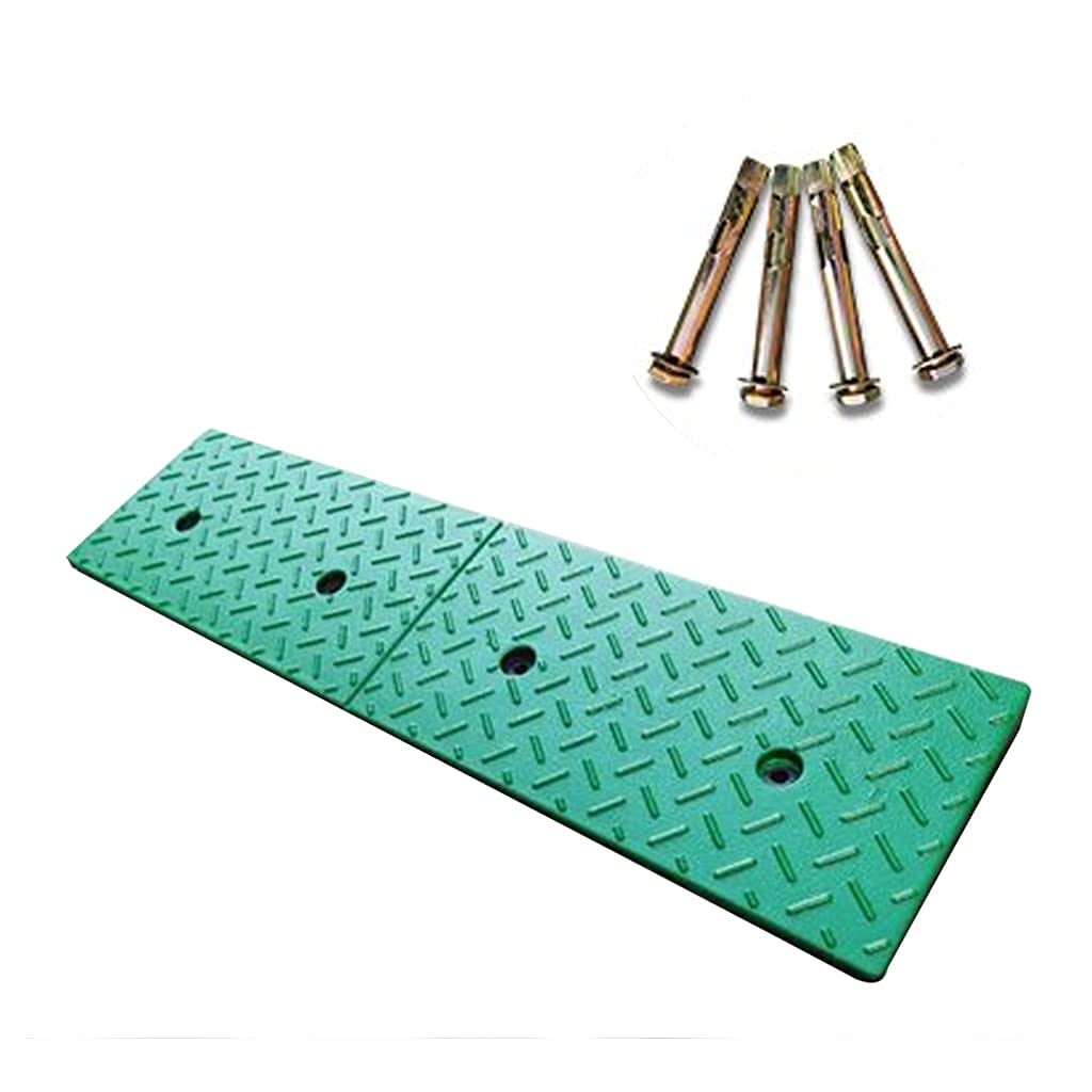 Zielone gumowe rampy progowe 100X38X15Cm, odporność na ciepło i zimno, obciążenie do 1000 kg, wytrzymałe stopnie krawężnika do podjazdu, chodnika/100X30X9Cm