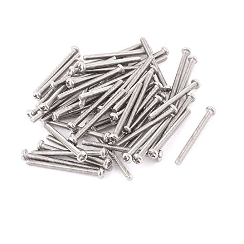 Image of uxcell M3 x 35mm 304 Stainless Steel Cross Head Phillips Pan Head Screws Bolt 60pcs