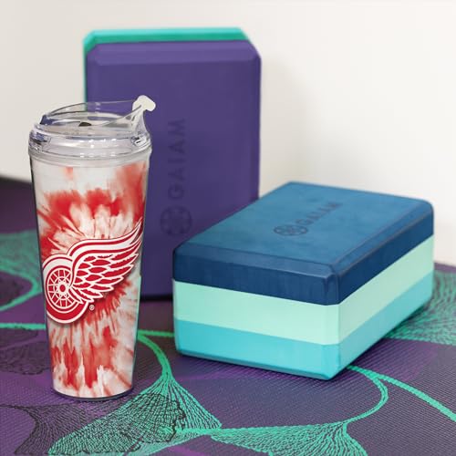 Image of Rico Industries NHL Hockey Team Color Tie Dye 24oz Metallic Acrylic Tumbler with Hinged Lid, Officially Licensed Double Wall Tumbler with Straw