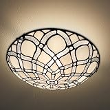 ARTZONE Tiffany Ceiling Lights, Stained Glass Ceiling Light 2-Lights 12 Inch Tiffany Flush Mount Ceiling Light for Bedroom Dining Living Room Entryway Foyer