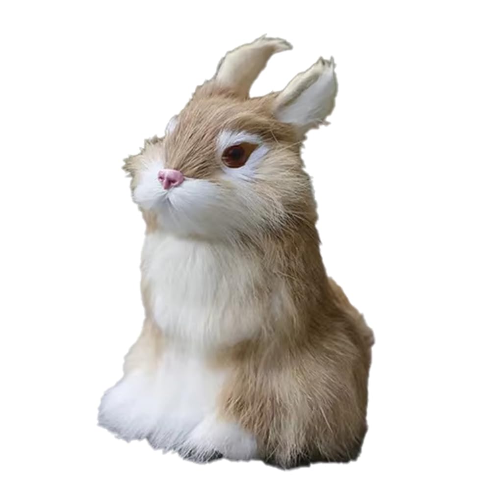 CTRLZS Realistic Faux Bunny Fur Model Lifelike Animal Figurine Simulation Bunny Fur A
