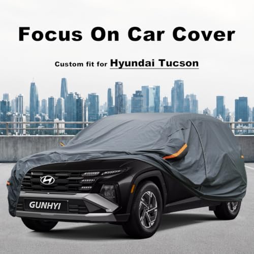 Image of GUNHYI Premium Car Cover Custom Fit Hyundai Tucson (2004-2026), 16 Layers Heavy Duty Car Cover Waterproof All Weather with Zipper Door for Sun Rain Snow Dust Uv Protection