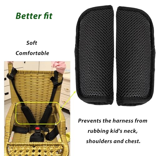 Image of 2 Pack Seat Straps Shoulder Pads,Pushchair Strap Shoulder Covers,Soft Seat Strap Pads for Pushchair, Stroller,High Chair(Black)