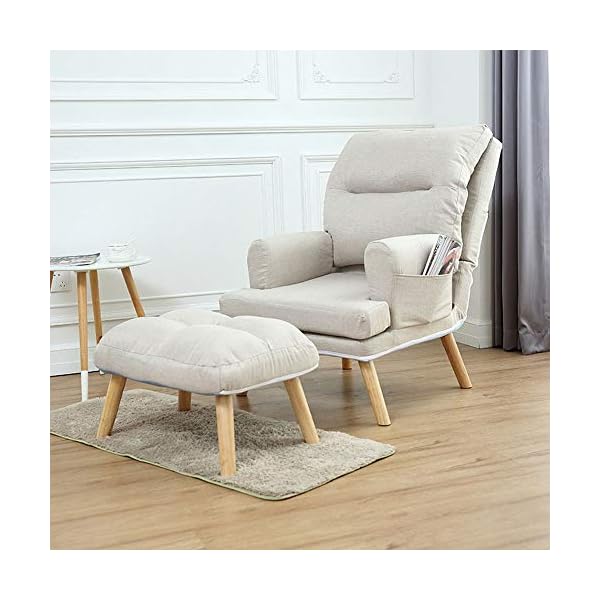 Sofa Chair Modern Upholstered Wooden Lounge Chair Arm Chair With Ottoman Modern Comfy Furniture For Living Room,Bedroom,Club,Office Multi-color Optional Living Room Bedroom Study Balcony Armchair - Image 9