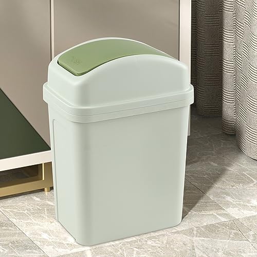Caneca de basura plástica 1.8 galones con tapa basculante verde miniatura 7