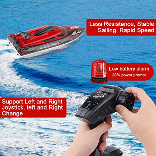 Innovateking HJ808 RC Boat Remote Control Boat RC Racing Boat 2.4Ghz High Speed Boat for Waters and Lakes Adult Children Kids Gift Present Red 2 Batteries Version