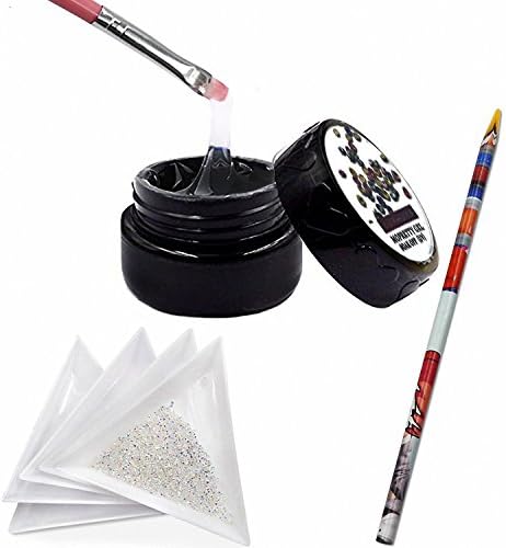 MOPRETTY Nail Art Sticker And 1440Pcs Mini Diamond Shining DIY Rhinestones with 5 Pcs White Triangular Plate Container + 1Pc Wax Pen +1Pc Painting Pen