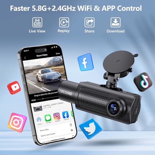 4K+1080P+1080P 5.8GHz WiFi Dash Cam Front and Rear Inside, Free 64G SD Card, 4K UHD 3 Channel Dash Camera for Cars, 360° All Sides Dashcam, G-Sensor, Night Vision, WDR, 24H Parking Monitor - Image 3