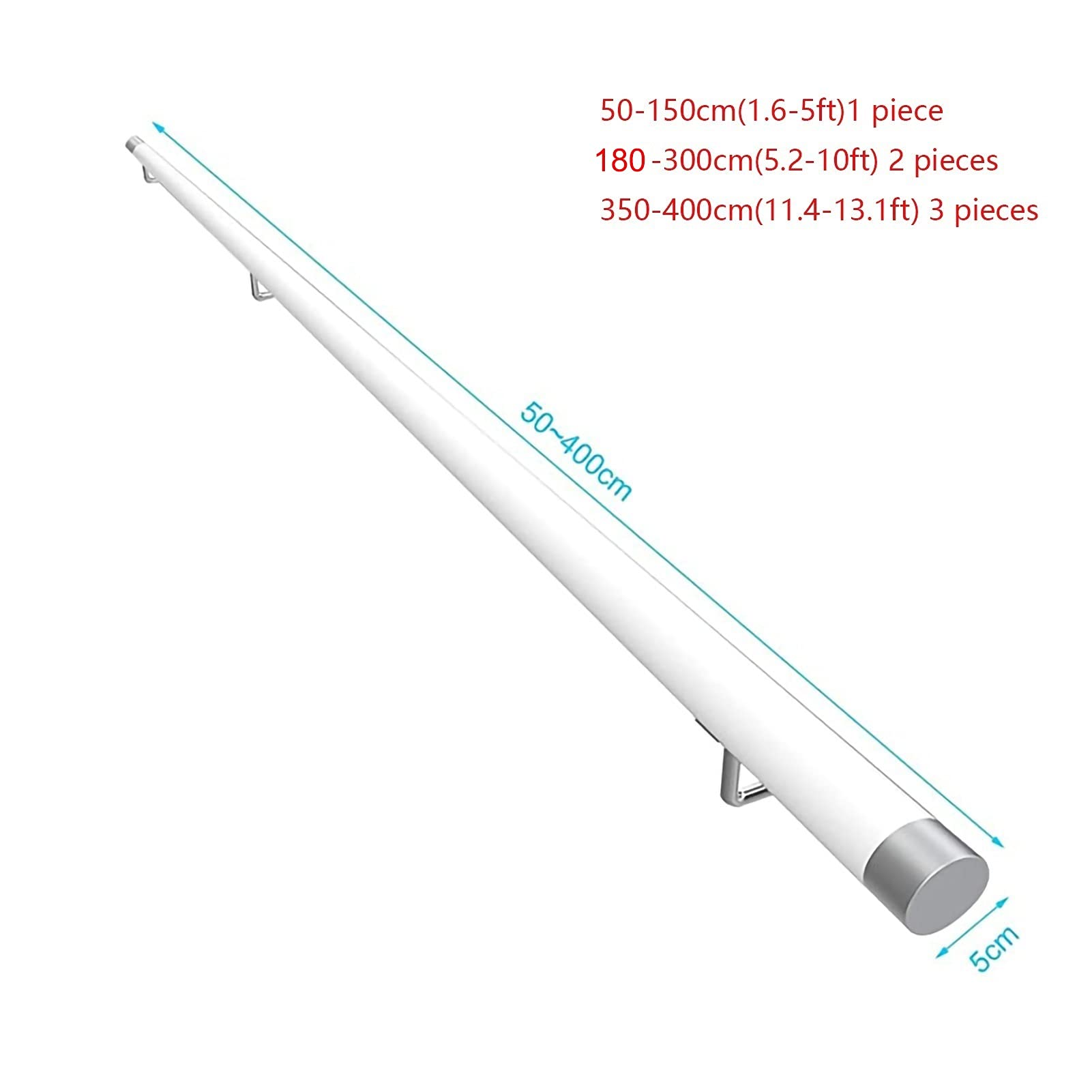 Biały drewniany zestaw il do irs i korytarzy, 0,5 m-4 m Adjuble antypoślizgowe balustrady, 350 cm / 11.4ft/11,4 stopy bezpieczny pręt podtrzymujący do poręczy i szyn na podczerwień
