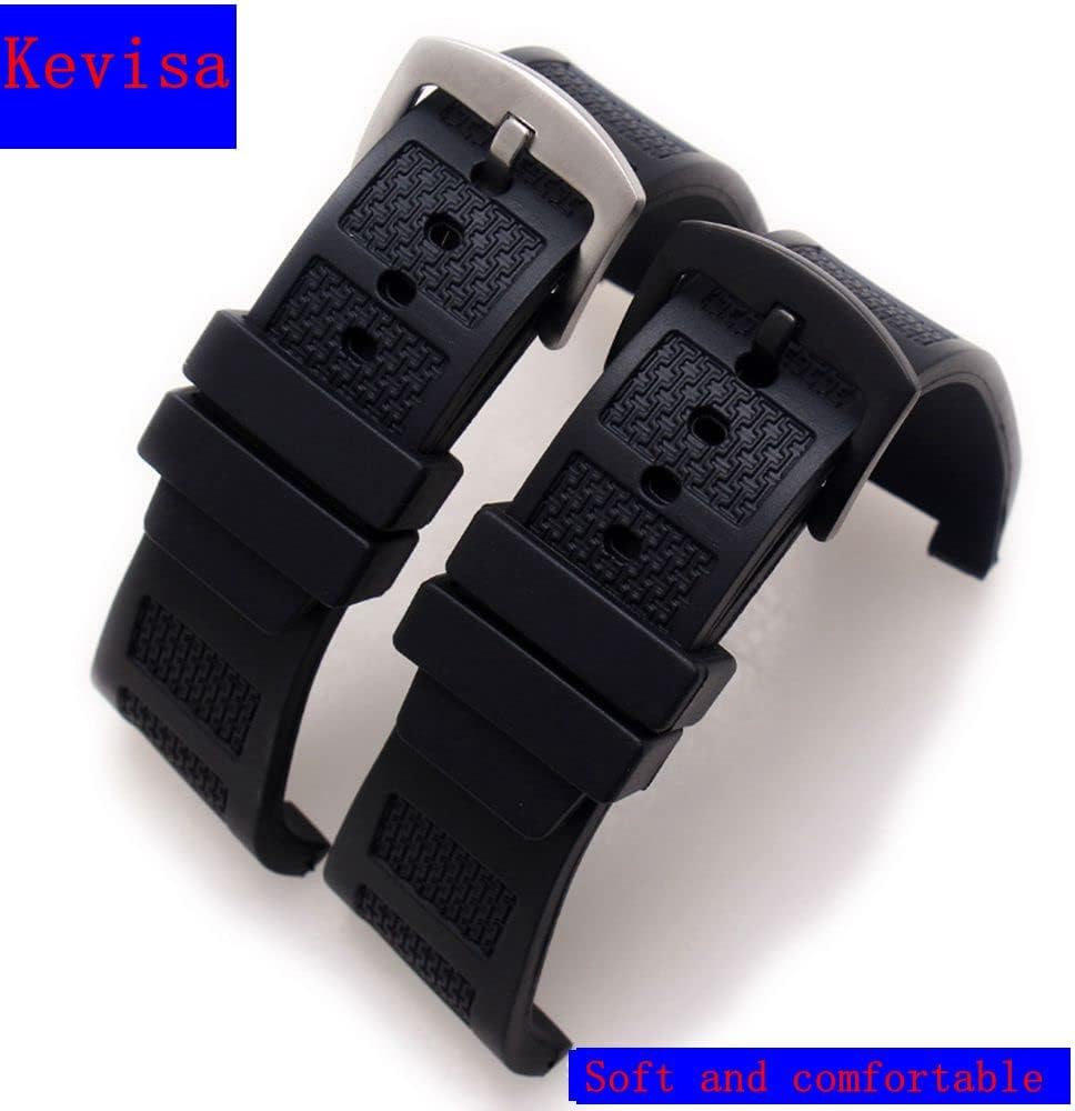 Kevisae Black Concave Lug Rubber Silicone Watch Band Strap for IWC IW322503 Watch Replacement Rubber Silicone Band-IWC Watch Strap IW322503 IW323601 IW376501