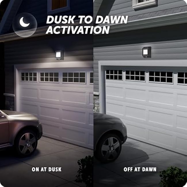 GLOBE Electric 10W Slim Black 1000 Lumens Hardwired Automatic Dusk to Dawn Outdoor Integrated LED Flood Light Security Light, Spotlight, Outside House Lights