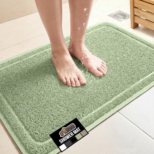 GORILLA GRIP Exfoliating Shower Mat with Textured Backing, 35x16 Soft