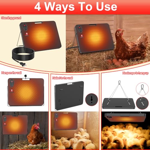 Tlxlt Chicken Coop Heater-200W Flat-Panel Radiant Chicken Heater For Winter With Thermal Protector,Remote Control Safe Energy Efficient Heating Plate With High Temperature Alert For Chicks Poultry Animals thumb #3