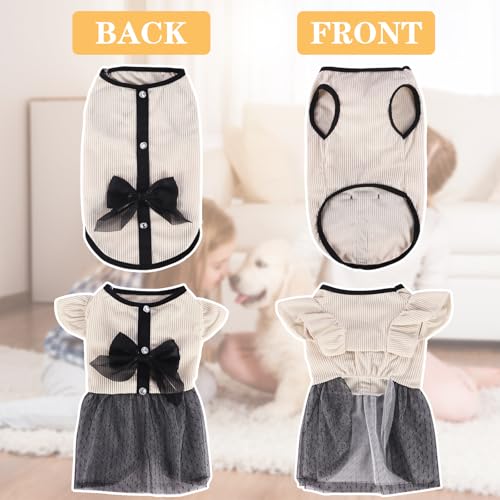 Fnaobai Tutu-Kleid für Hunde, Welpen, Sommer, Schleife, Katze, Vintage, Spitzenrock, Tank-Top, Frühlingskleidung, Outfits für kleine, mittelgroße Hunde und Katzen