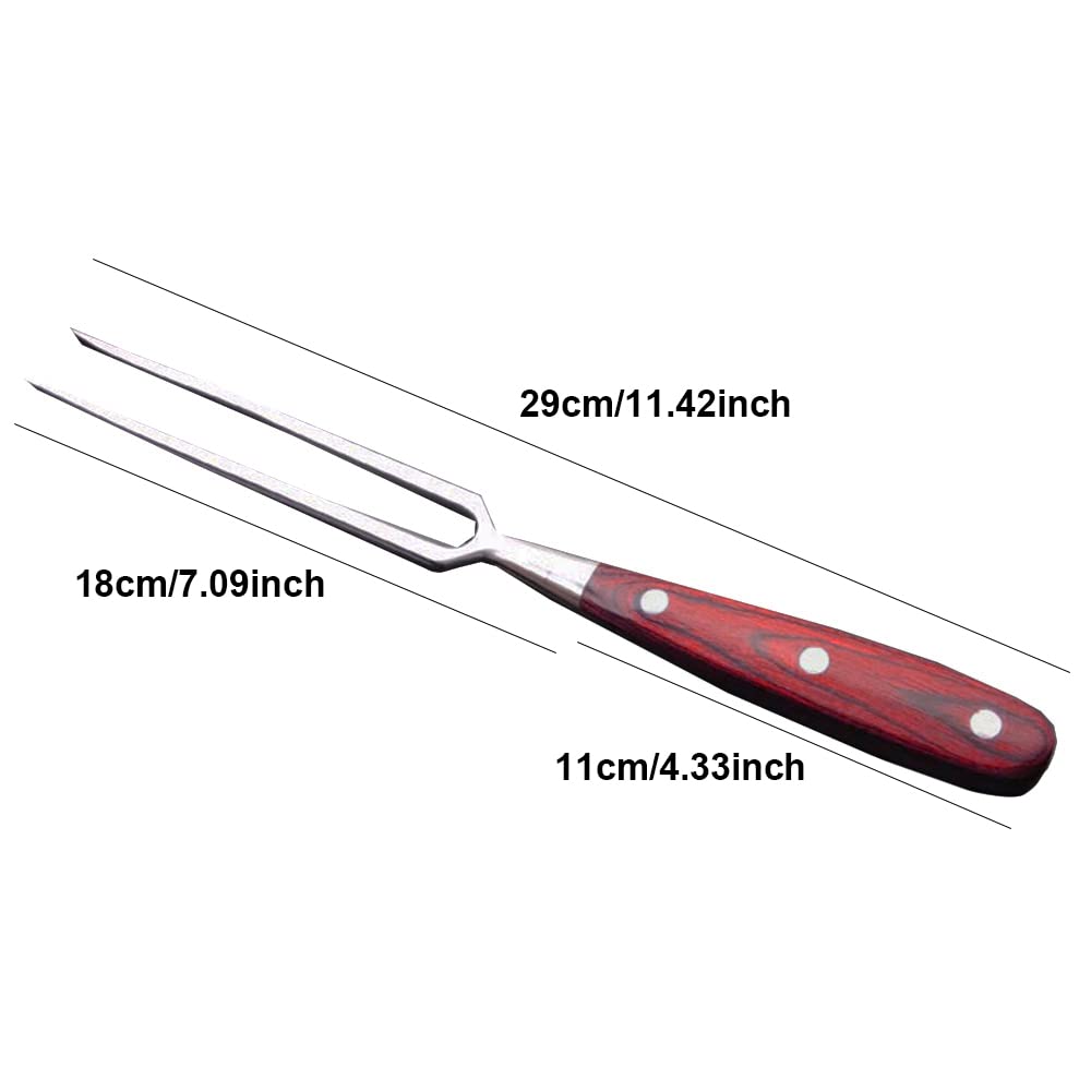 SEIWEI Tenedor para tallar acero inoxidable, tenedor para carne para cocinar barbacoa, adecuado para tenedores fijos, mover, aves de corral y pavo, rojo