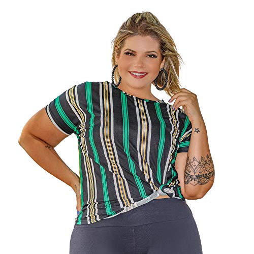 Blusa Feminina Plus Size Social Festa (Estampa03, G1-48/50) XJ063021